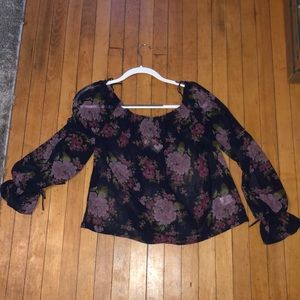 Foley sheer long sleeve floral shirt size M